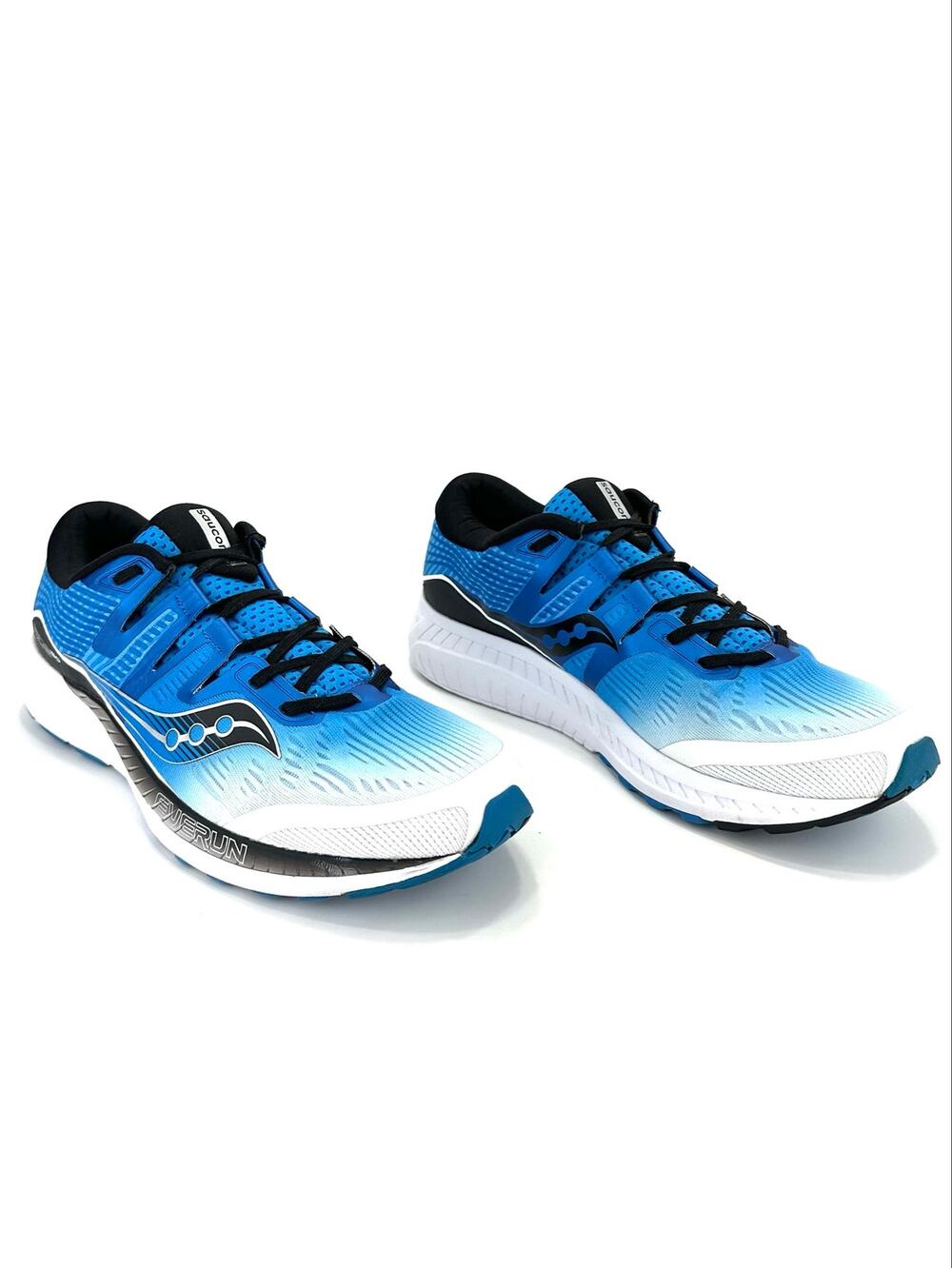 Saucony Ride ISO Everun Men Running Shoes Size 11.5 Blue/White/Black Knit Comfy